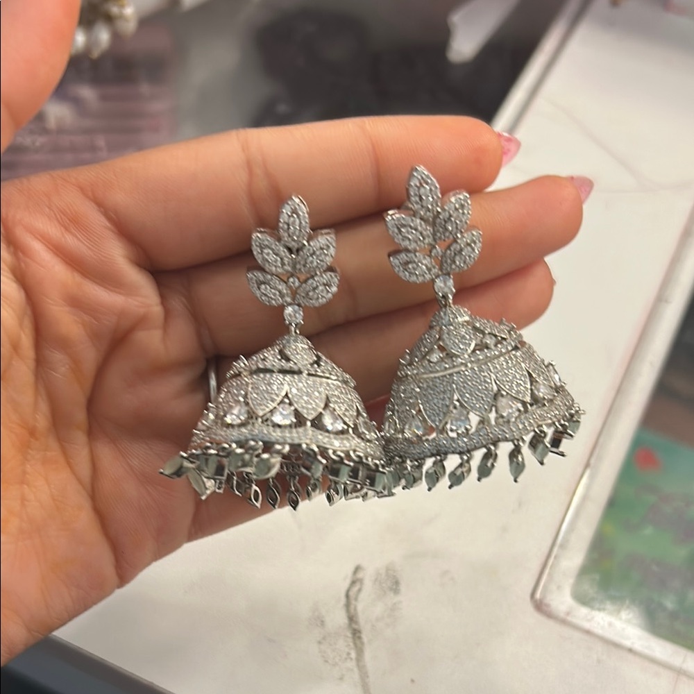 Elegant Silver Jhumka Earrings